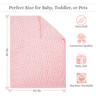 The Belle Bow Blanket 30"x40" - Light Pink