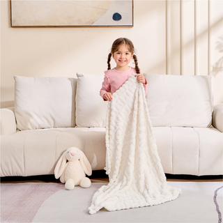 The Belle Bow Blanket 30"x40" - Cream