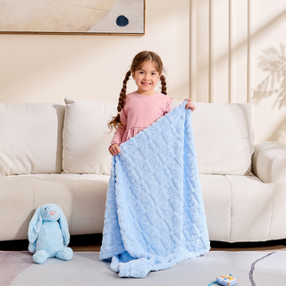 The Belle Bow Blanket 30"x40" - Baby Blue