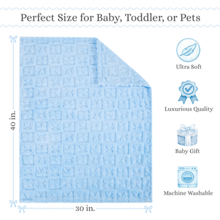 The Belle Bow Blanket 30"x40" - Baby Blue